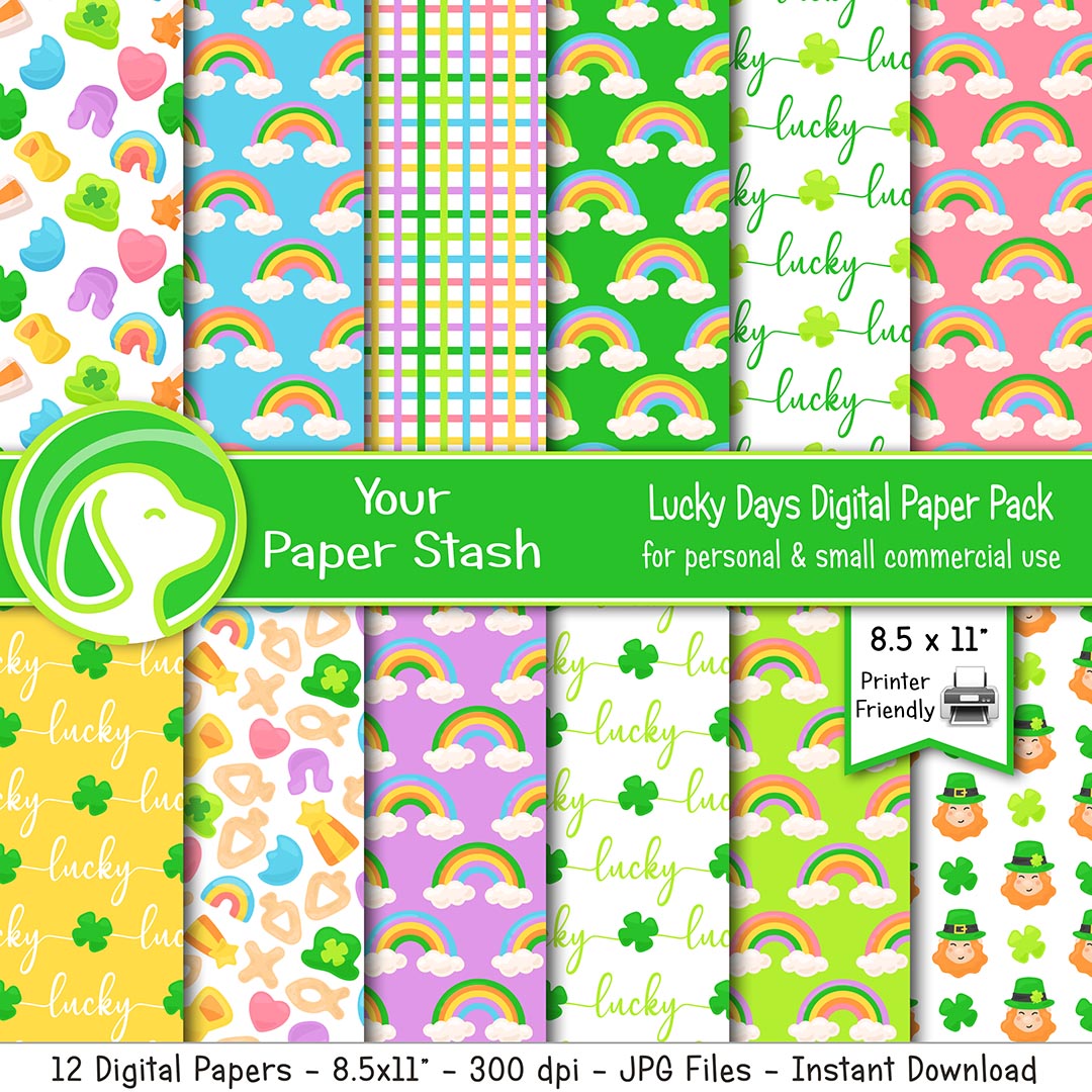printable st. patrick's day digital scrapbook papers, st. patrick's day backgrounds
