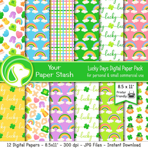 printable st. patrick's day digital scrapbook papers, st. patrick's day backgrounds