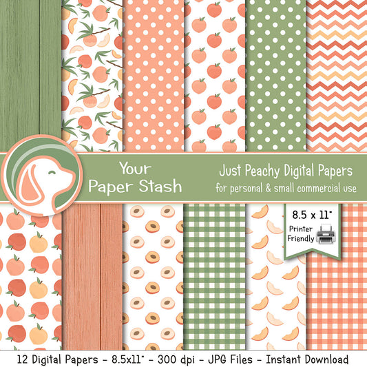 peach digital scrapbook paper backgrounds gingham wood texture commercial use