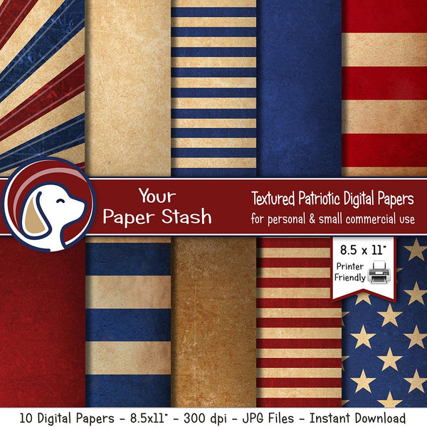 patriotic printable digital scrapbook paper backgrounds stars stripes americana usa make america great again