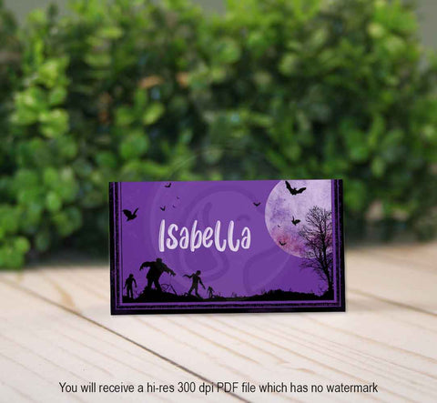 printable halloween place food tent name escort card cards halloween party table decor decorations printables craft party supplies