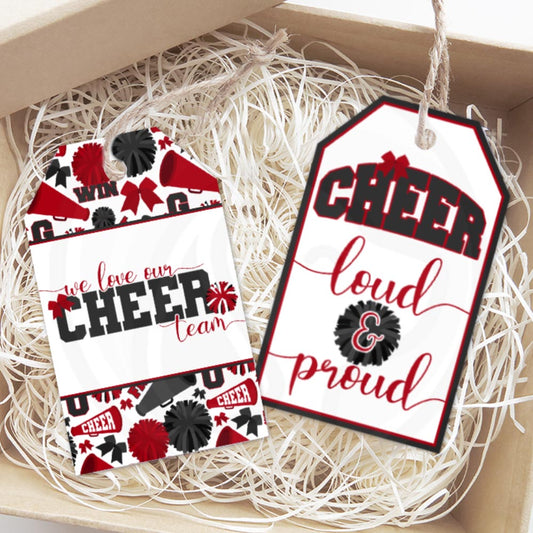 red and black cheerleading gift tag printable