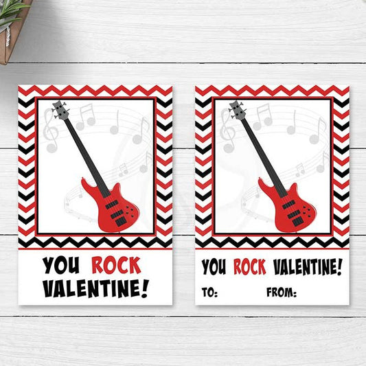 red black valentine you rock printable card cookie cards tags bag toppers party favors card exchange kids crafts fun projects printables