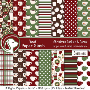 christmas hot chocolate cocoa mocha latte digital scrapbook paper pack download red green snowman craft supplies your paper stash 