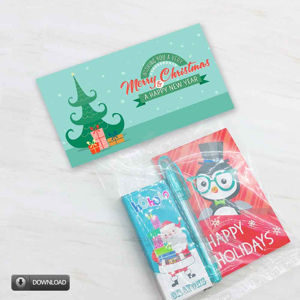 Retro Christmas Treat Candy Cookie Bag Toppers