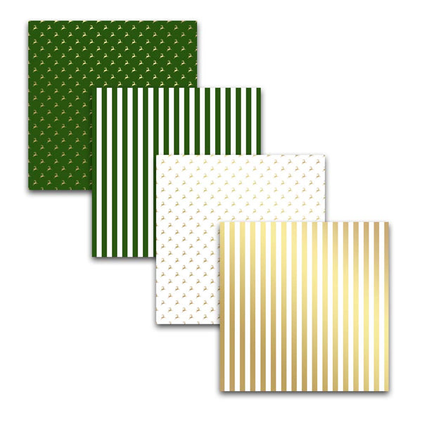 green and gold holiday scrapbooking papers