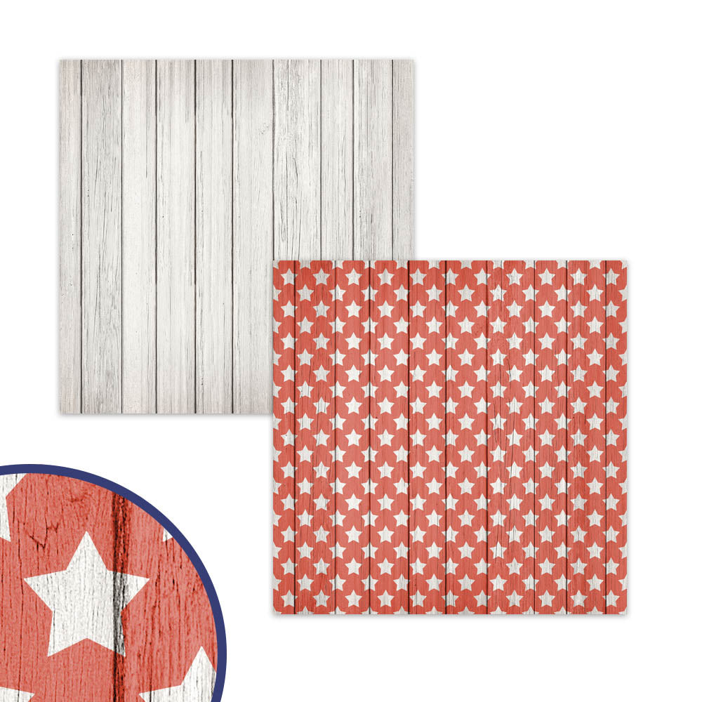 Patriotic Digital Paper Pack With Wood Textured Backgrounds, Red White Blue Stars and Stripes Digital Papers