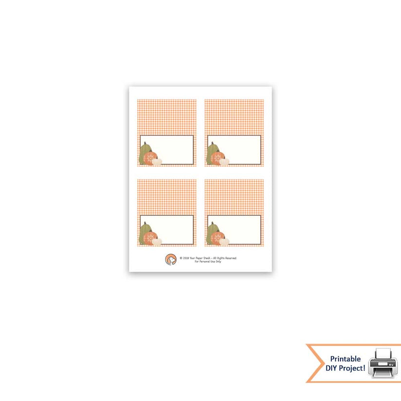 Thanksgiving &amp; Autumn Printable Place &amp; Tent Cards w/ Pumpkins – Your ...