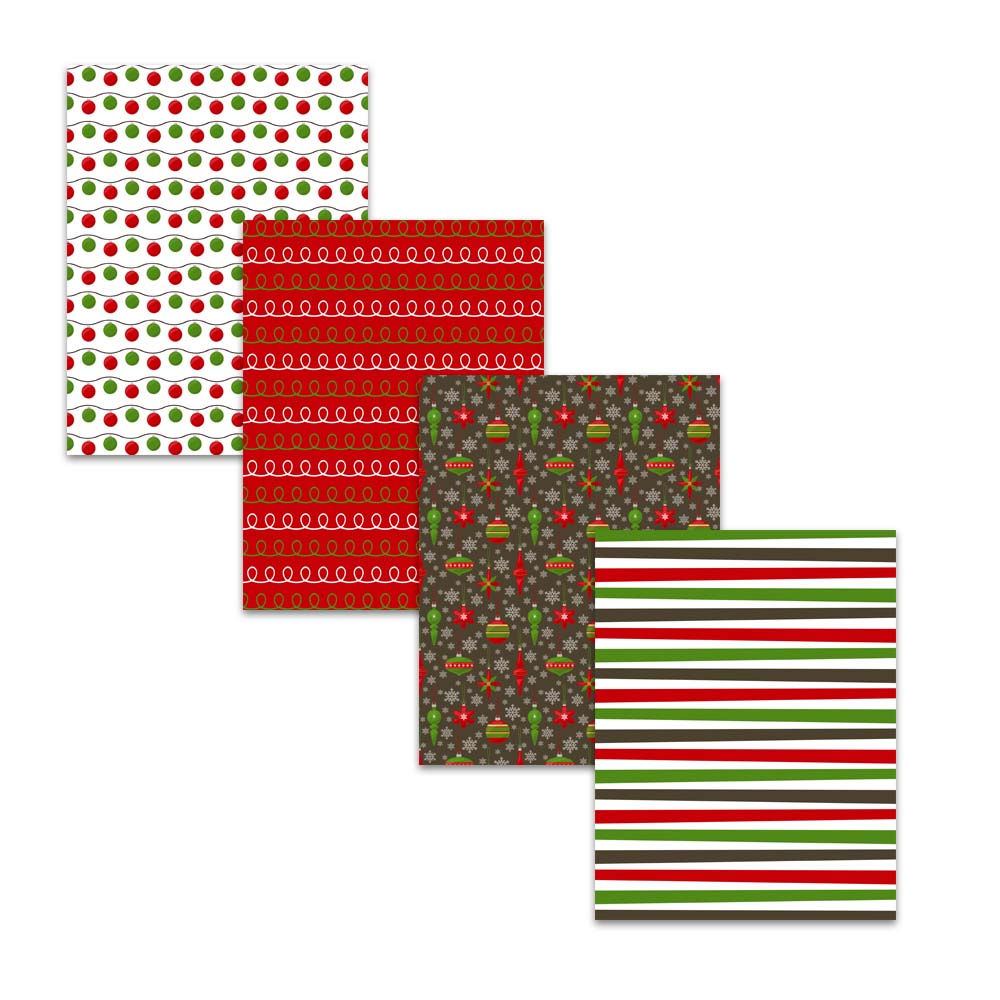 8.5x11" Traditional Red & Green Christmas Ornament Digital Paper Pack