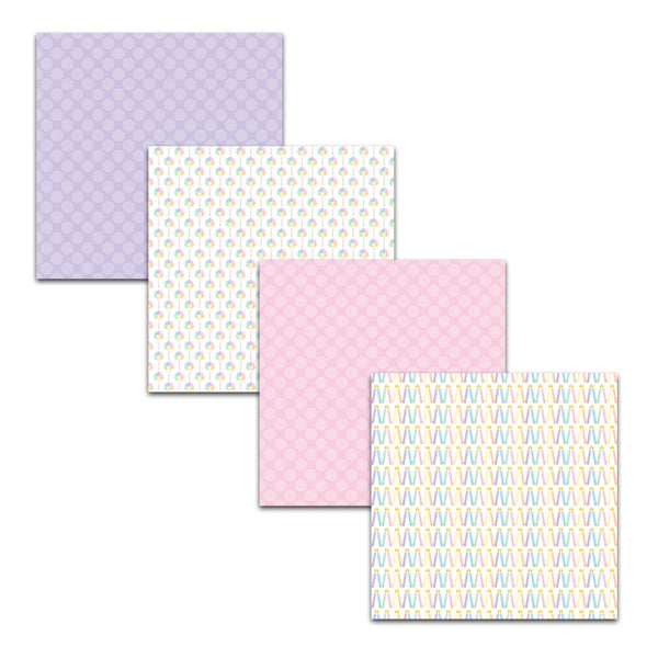 Birthday Digital Scrapbook Papers & Backgrounds, Pastel 1st Birthday Digital Backgrounds