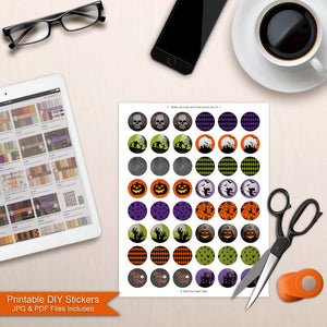 halloween printable bottle cap images small commercial use witch pumpkin walking dead trick or treat skull