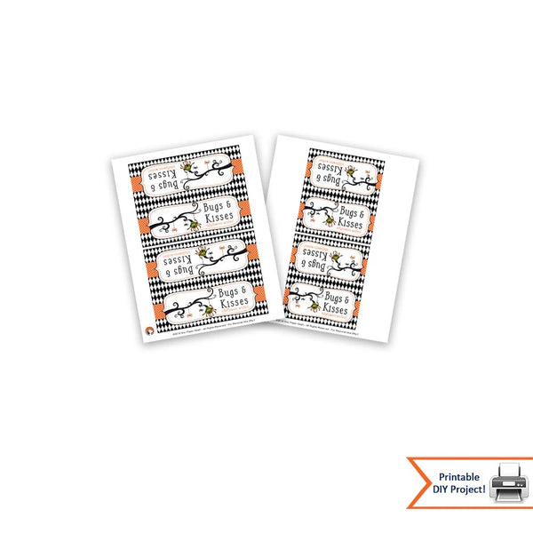 Halloween Bugs and Kisses Favor and Treat Bag Toppers