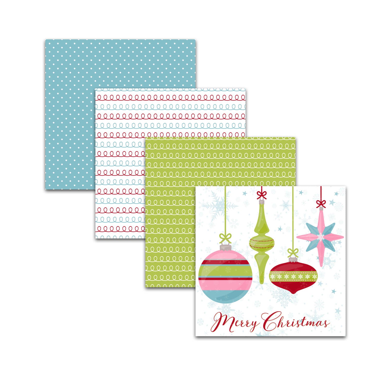 pink and blue christmas winter scrapbook paper