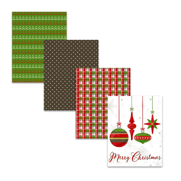 8.5x11" Traditional Red & Green Christmas Ornament Digital Paper Pack