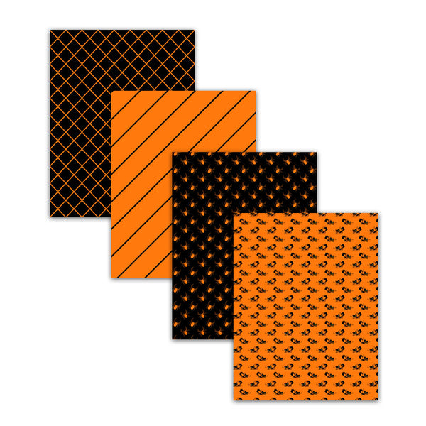 8.5x11 Orange And Black Halloween Scrapbook Paper
