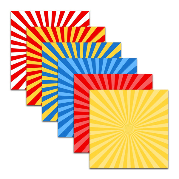 red blue yellow starburst sunburst big wide stripe patterns digital scrapbook paper background