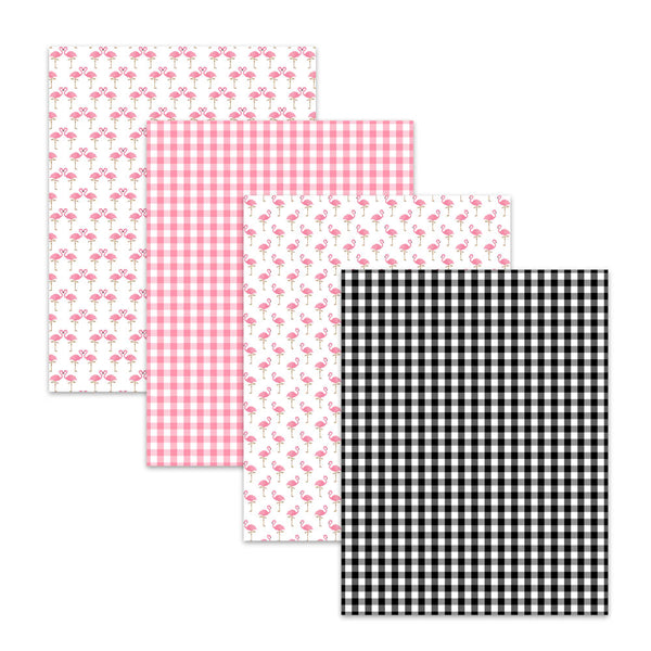 8.5x11" Flamingo Themed Digital Scrapbook Paper Pack