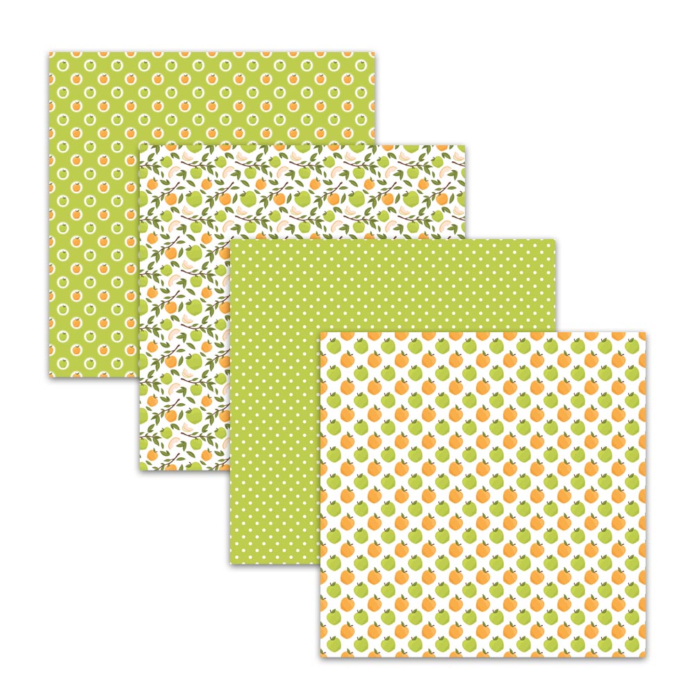 Summer Apple Digital Scrapbook Papers & Patterns, Fruit Themed Digital Paper Pack, Instant Download Papers