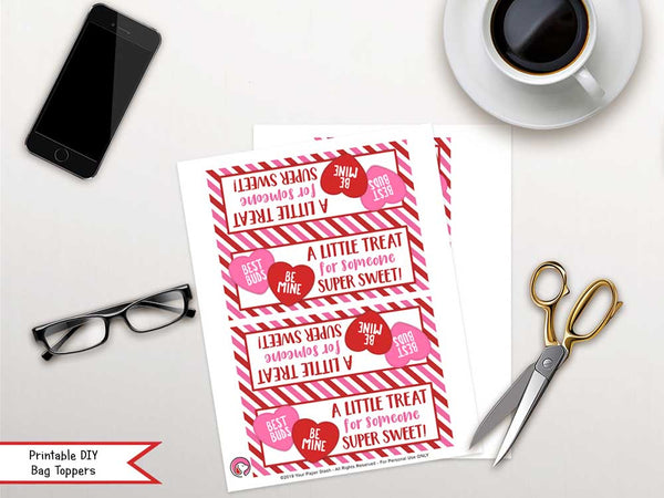 Valentine's Day Conversation Heart Candy Bag Toppers