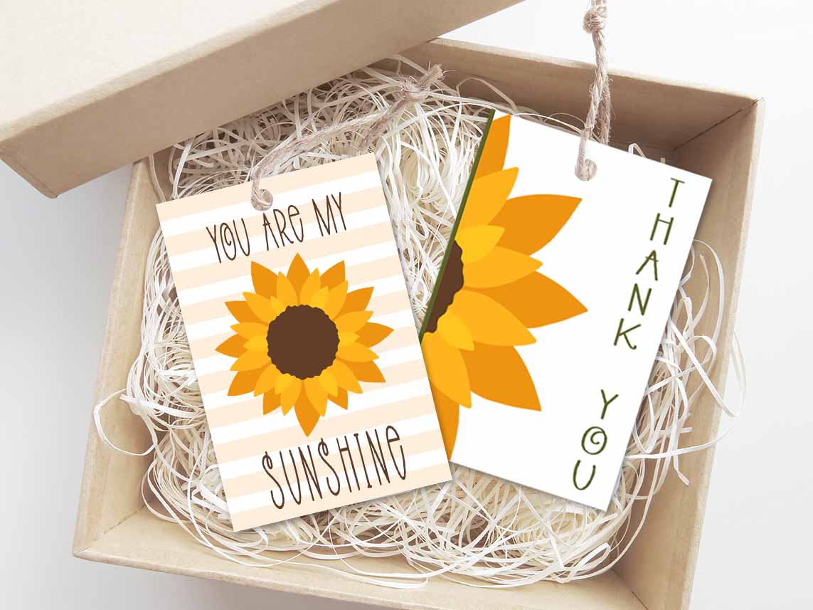 printable sunflower thank you you are my sunshine gift tag bag topper back to school teacher appreciation week housewarming party your paper stash