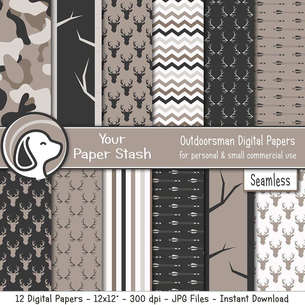 seamless hunting and camouflage digital scrapbook paper pattern