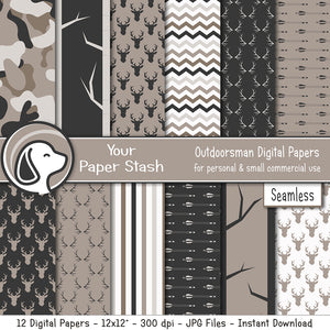 seamless hunting and camouflage digital scrapbook paper pattern