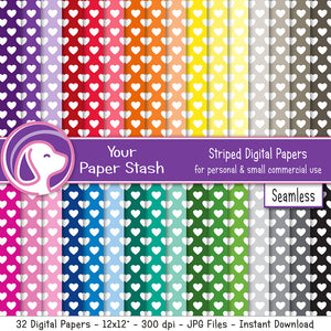 seamless rainbow heart digital scrapbook papers, heart pattern backgrounds tile seamless