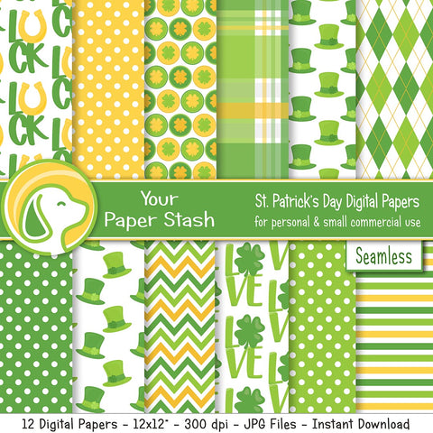 st. patrick's day digital scrapbook papers backgrounds