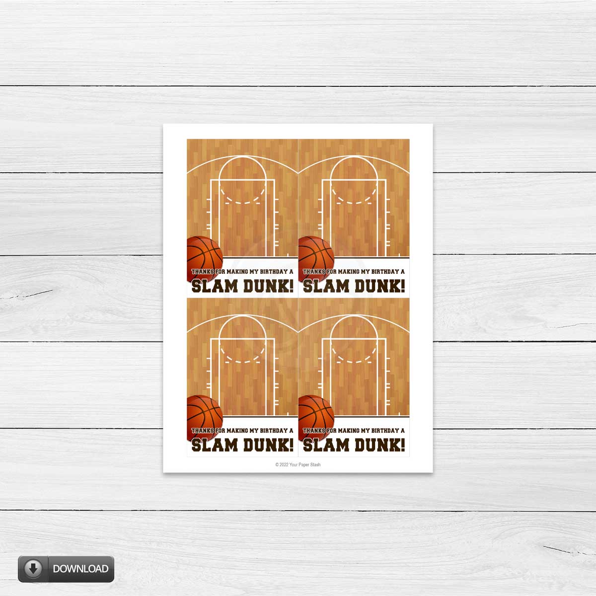 Slam Dunk Basketball Birthday Party Thank You Cookie Card