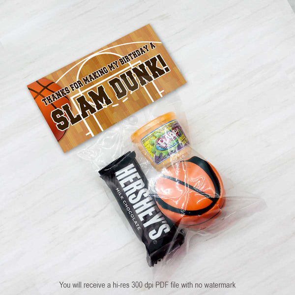 Slam Dunk Favor Bag Toppers for Basketball Themed Party