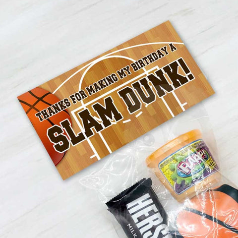 slam dunk birthday treat favor cookie thank you bag topper printable download boy birthday