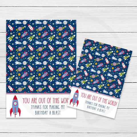 you are out of this world printable cookie card, space theme birthday party thank you card