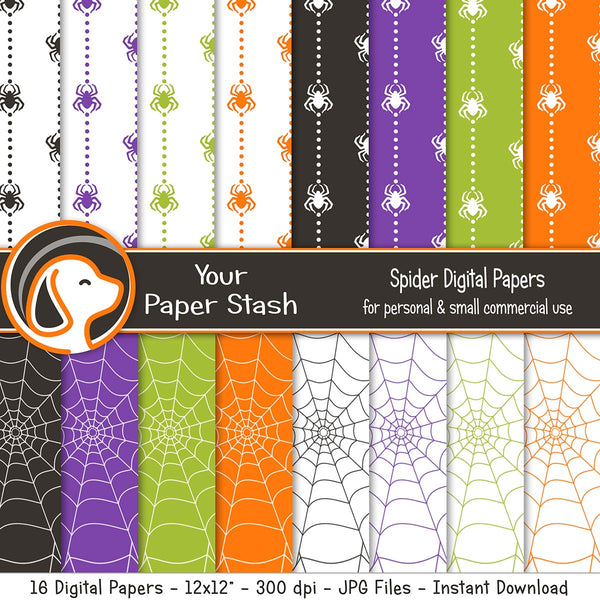 spooky halloween spiders spider web digital scrapbook paper backgrounds scrapbooking designs digital art commercial use yourpaperstash