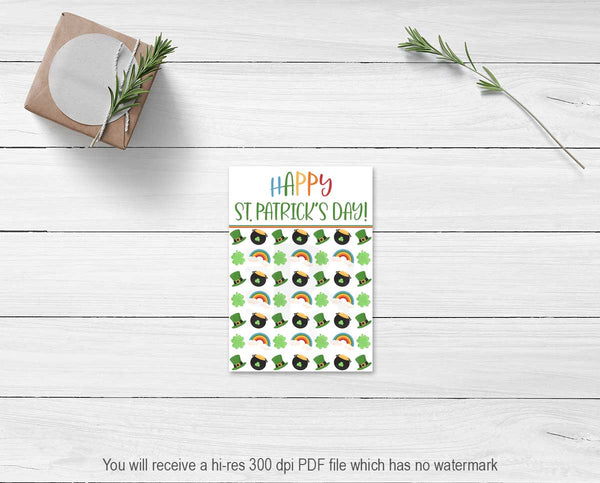 happy st. patrick's day printable card and gift tag, yourpaperstash