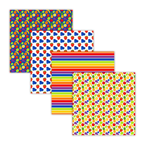 mixed fruit digital papers, strawberry banana rainbow digital scrapbook paper patterns