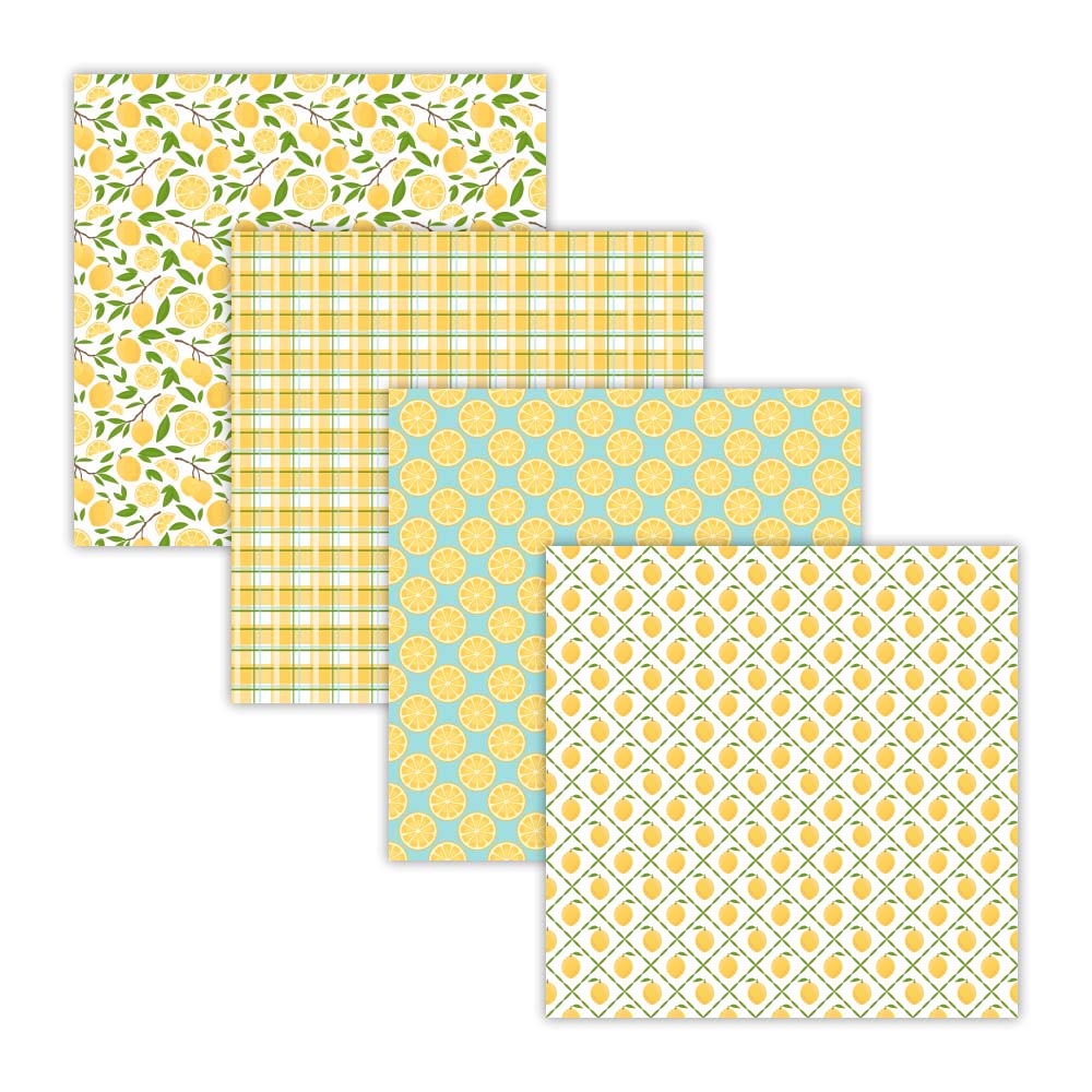 seamless lemon digital papers, lemon slices, yellow digital scrapbook paper