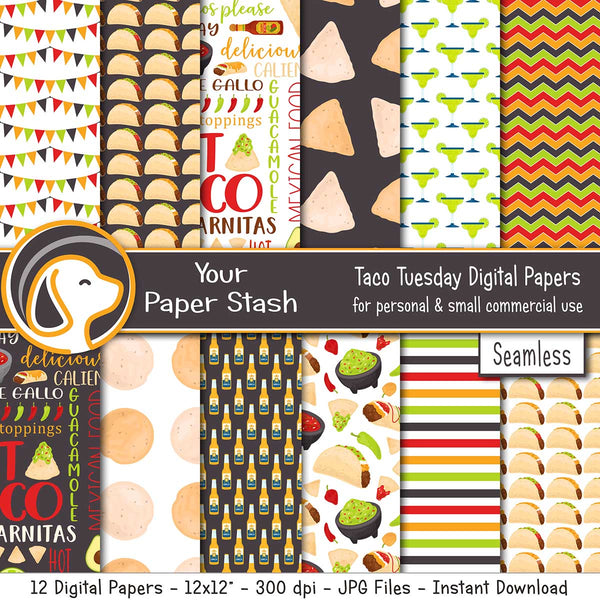 Taco Tuesday Digital Papers and Backgrounds