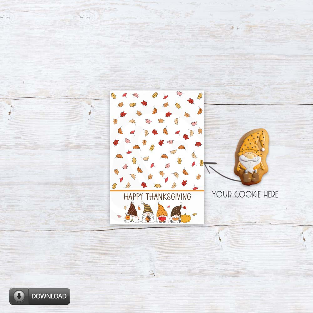 Printable Thanksgiving Gnome Mini Cookie Card