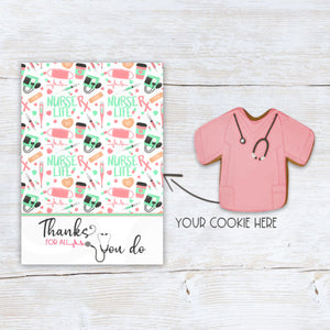 printable nurse appreciation week thank you cookie card, doctor thank you card