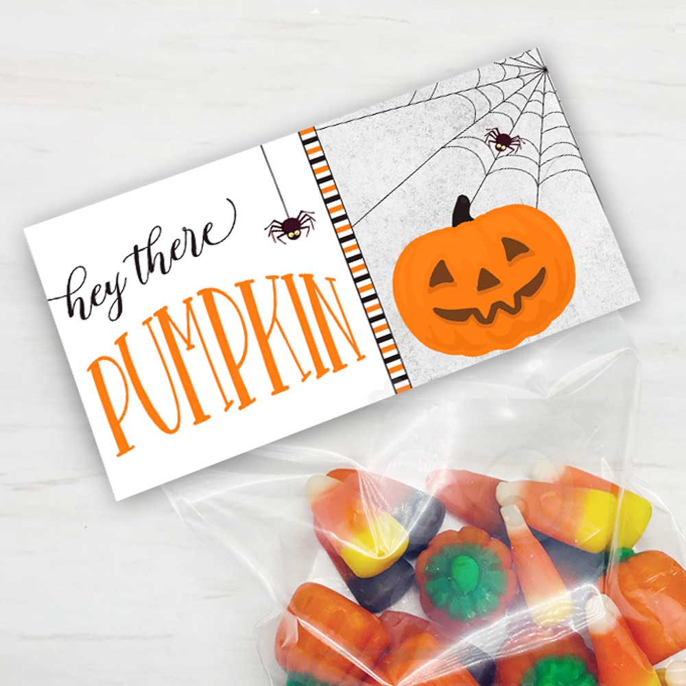 halloween hey there pumpkin spider treat candy cookie favor bag topper printable halloween party supplies kids craft projects