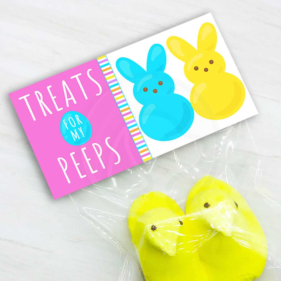 treats for my peeps printable treat bag topper,easter printable candy bag topper