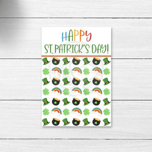 printable happy st. patrick's day mini cookie card, rainbow lucky note cards