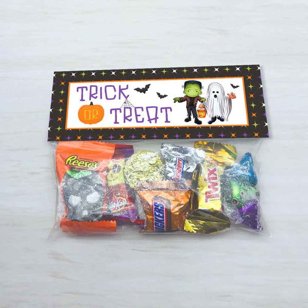 halloween trick or treat kids candy favor treat bag toppers frankenstein ghost bats kids halloween party