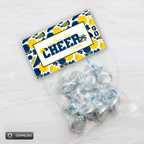 Printable Blue Yellow Cheer Team Bag Toppers