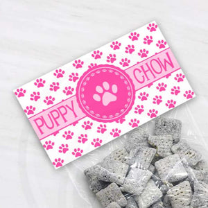 Printable Pink Puppy Chow Bag Toppers for Puppy Parties & Valentine's Day