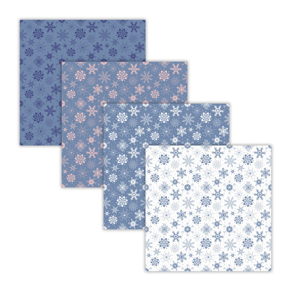 Pink Blue Winter Snowflake Digital Paper Backgrounds