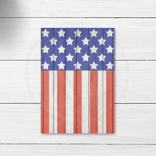 rustic american wood grain flag note cards, patriotic 4th of July mini cookie cards