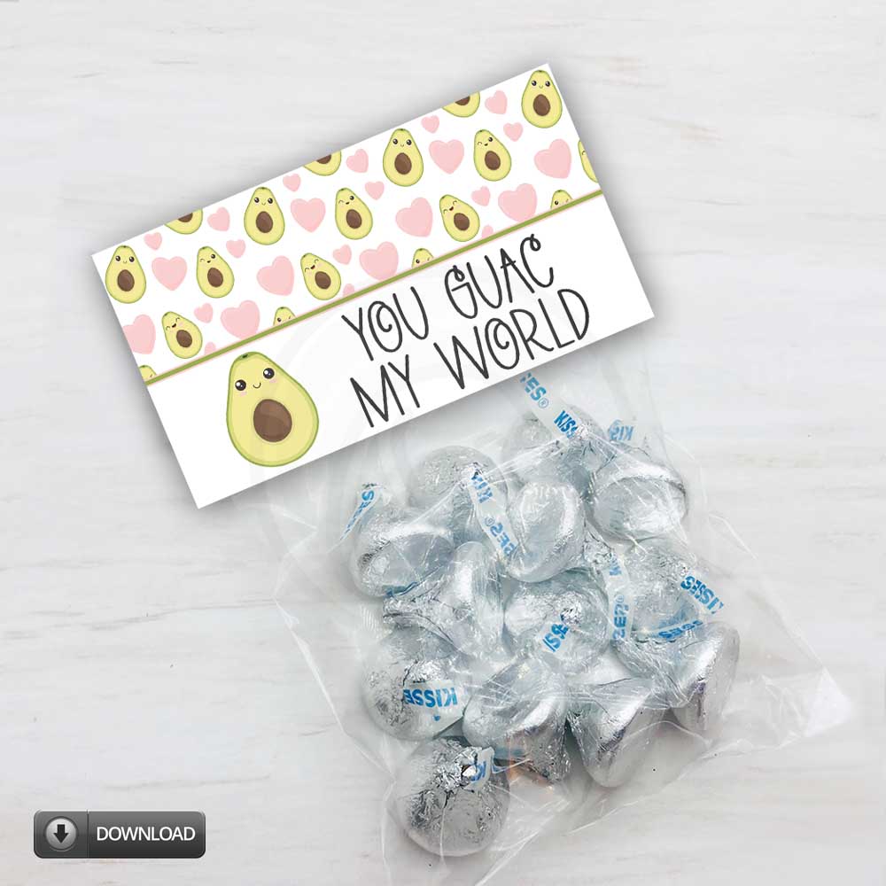 Printable Valentine's Day Treat Bag Topper You Guac My World