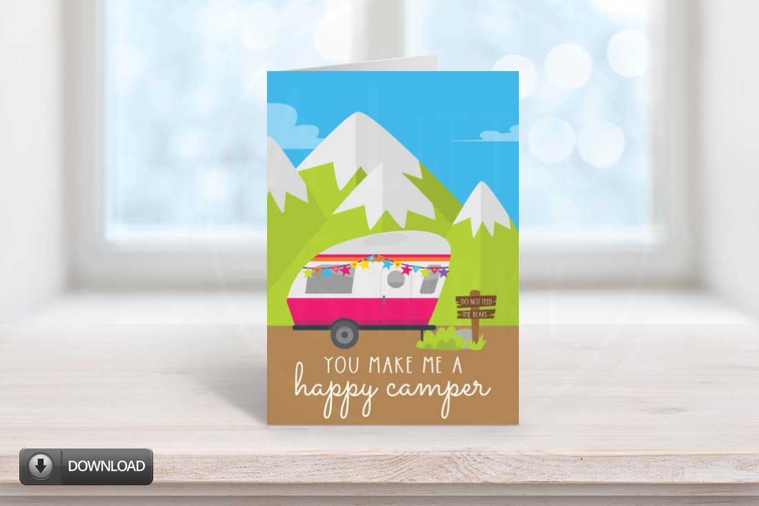 Summer Happy Camper Camping Card